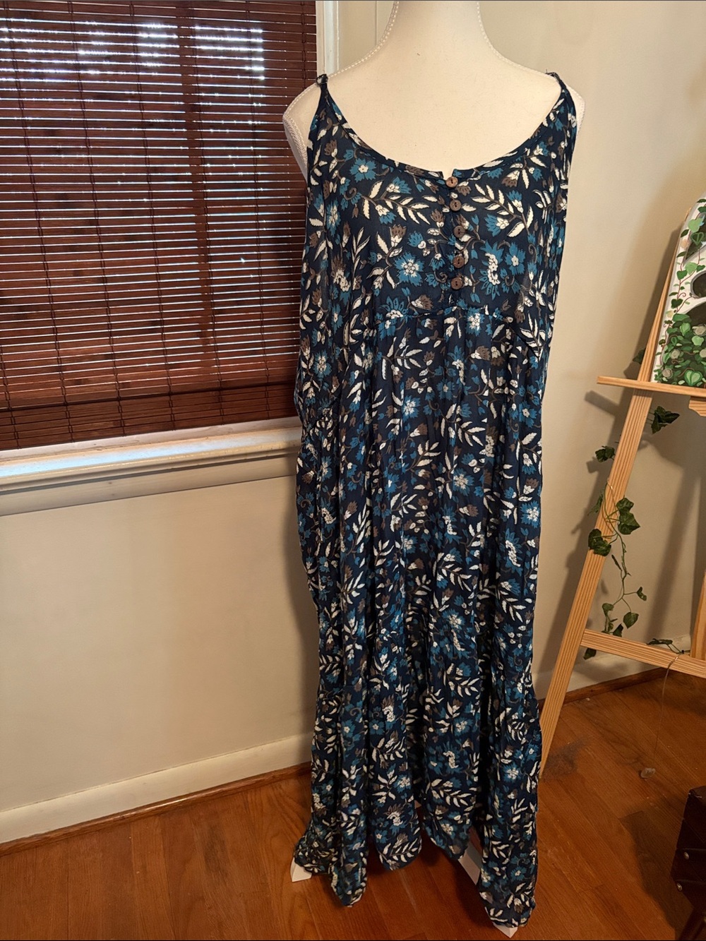 Tree of Life Teal and White Floral Maxi Dress